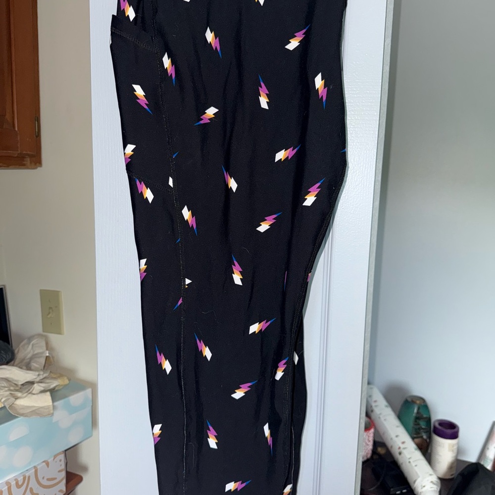 Women’s Plus Black Lightning Print Pants